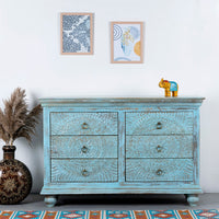 Wose Wooden Chest of Drawers (Light Blue Distress)