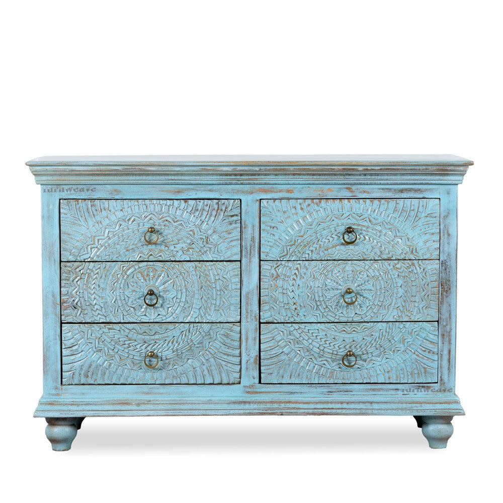 Wose Wooden Chest of Drawers (Light Blue Distress)