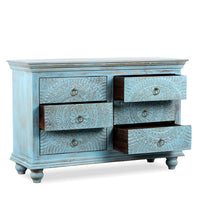 Wose Wooden Chest of Drawers (Light Blue Distress)