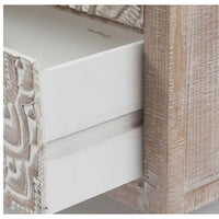 Shev Wooden Carved Chest of Drawer (White Distress)