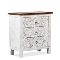 Shev Wooden Carved Chest of Drawer (off White Distress)