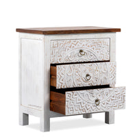 Shev Wooden Carved Chest of Drawer (off White Distress)