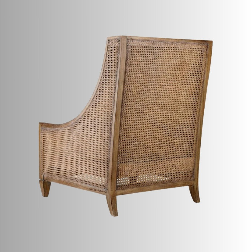 Abhis Wooden Rattan Lounge Chair (Brown Antique)