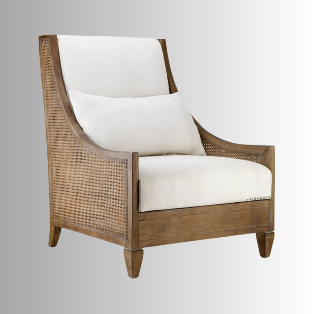 Abhis Wooden Rattan Lounge Chair (Brown Antique)