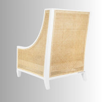 Abhis Wooden Rattan Lounge Chair (White)