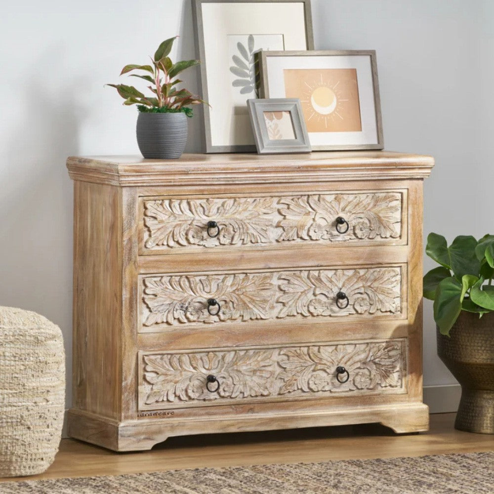 Tiva Wooden Rustic Chest of Drawers (White Distress)