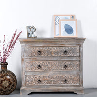 Tiva Wooden Rustic Chest of Drawers (Grey Distress)