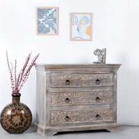 Tiva Wooden Rustic Chest of Drawers (Grey Distress)