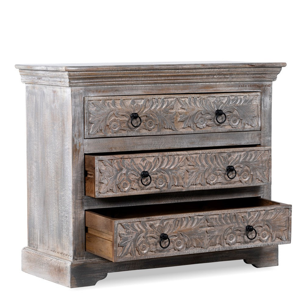 Tiva Wooden Rustic Chest of Drawers (Grey Distress)