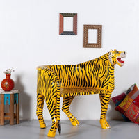 Tiger Handpainted Wooden Chair