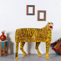 Tiger Handpainted Wooden Chair