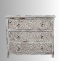 Yeti Wooden Carved Chest of Drawer (White Distress)