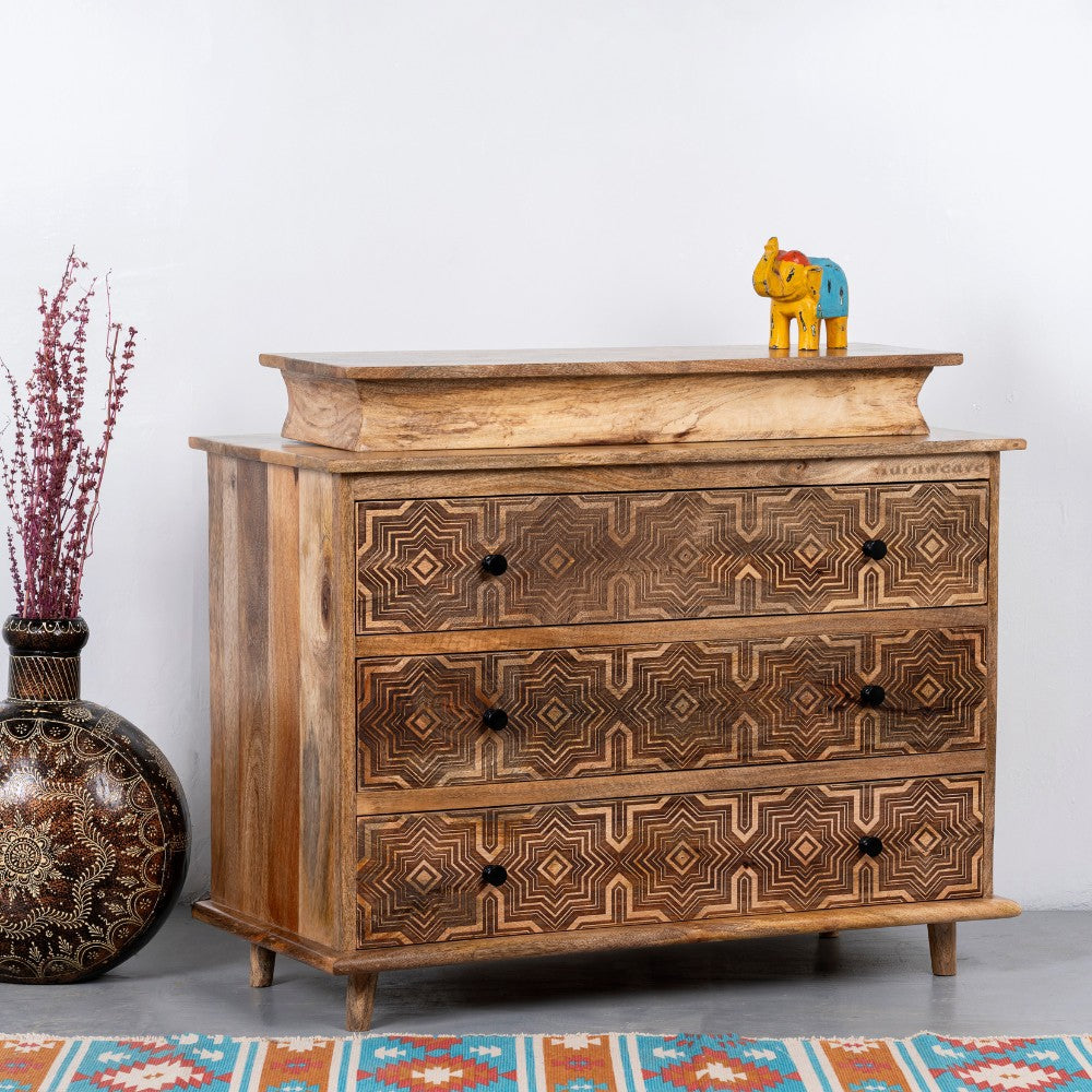 Ometa Wooden Designer Chest of Drawer