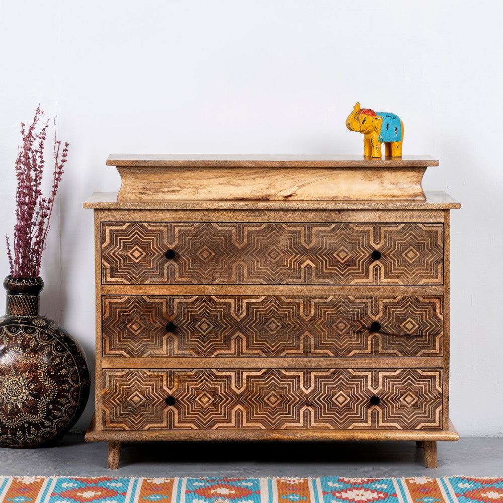 Ometa Wooden Designer Chest of Drawer