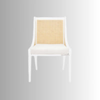 Diya Wooden Cane Rattan Dining Chair (White)