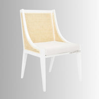 Diya Wooden Cane Rattan Dining Chair (White)