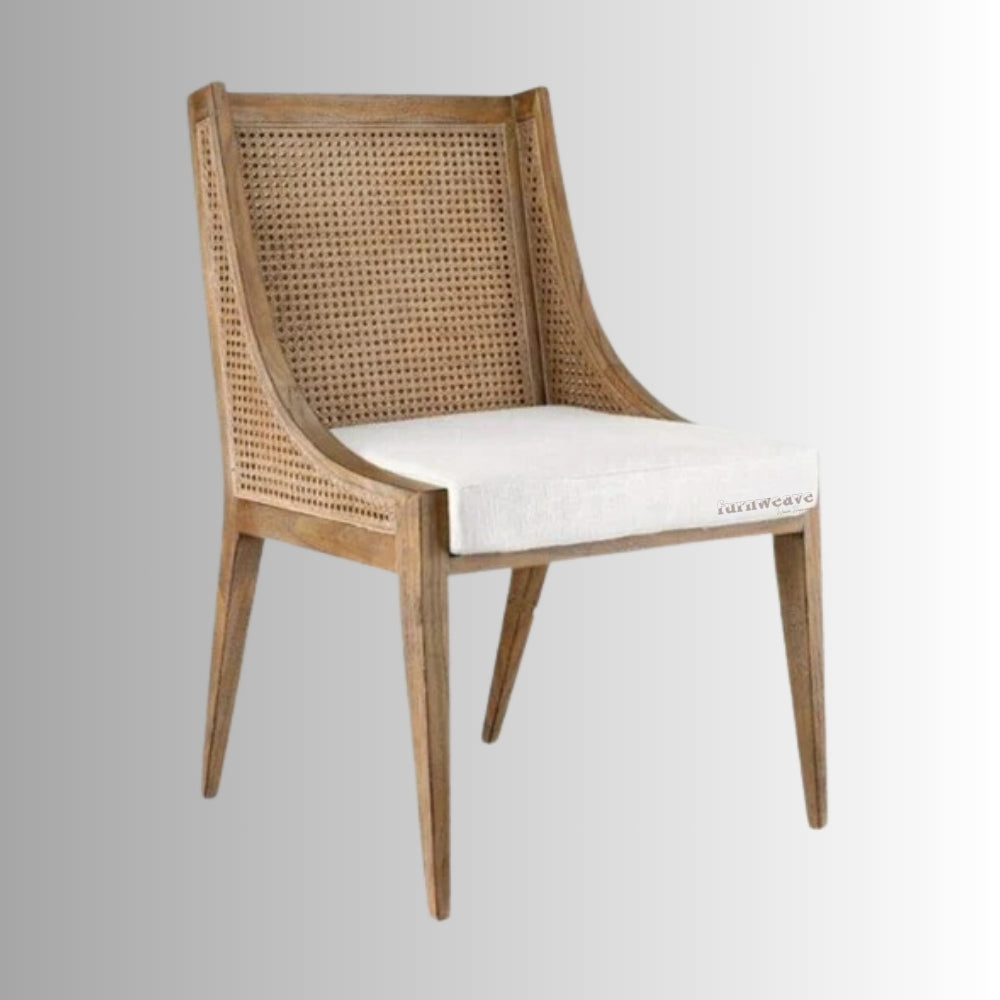 Diya Wooden Cane Rattan Dining Chair (Brown Distress)