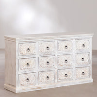 Inigo Wooden Carved Numerous Chest of Drawer (White Distress)