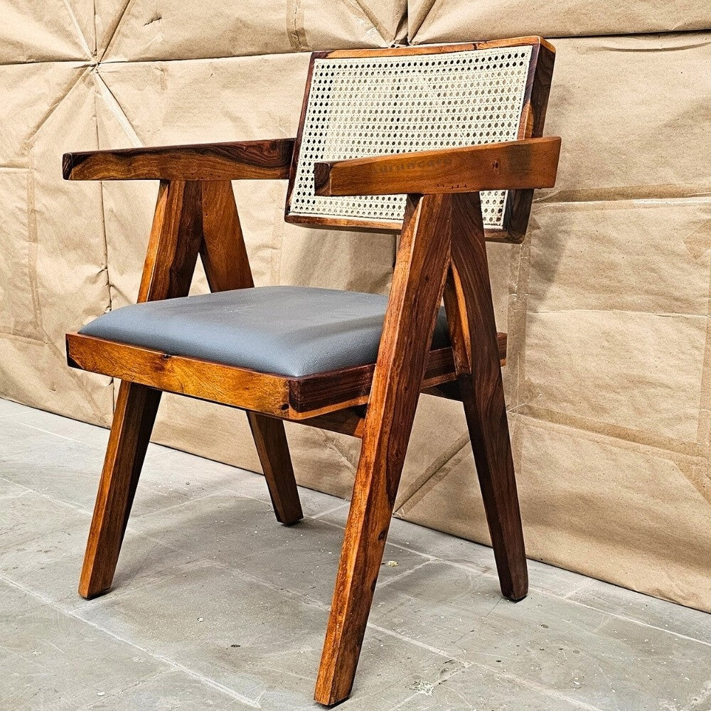 Chandigarh Wooden Rattan Chair (Teak)