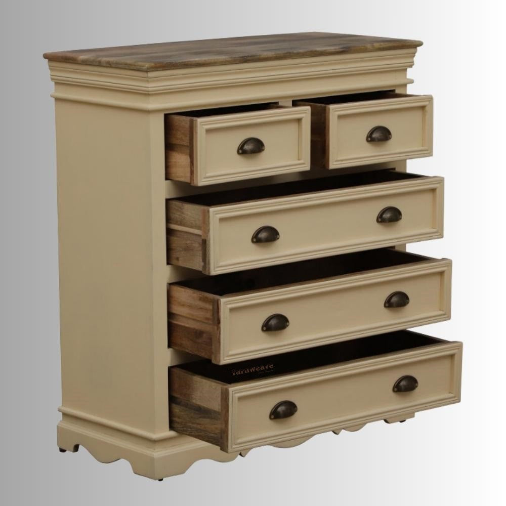 Kifa Wooden Chest of Drawers (Cream)