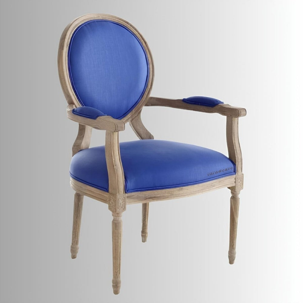 Efike Wooden Louis Dining Arm Chair (Purple Upholstery) | Buy Wooden Dining Chairs Online in India | Buy Chairs Online In India | Furnweave | Solid Wood Furniture