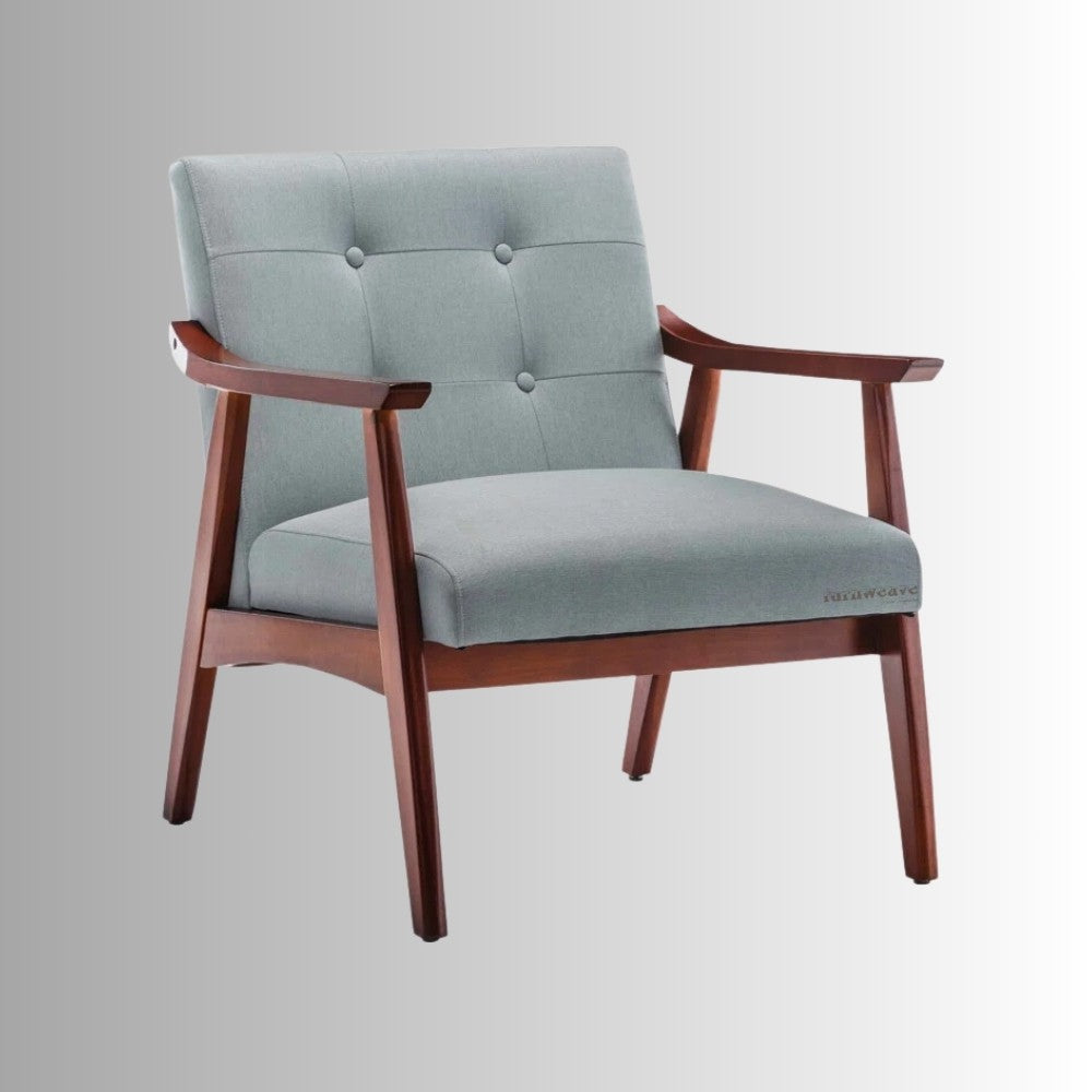 Pearl Wooden Upholstered Arm Chair (Gray Blue)