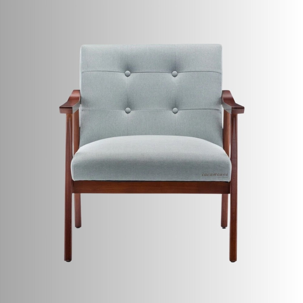 Pearl Wooden Upholstered Arm Chair (Gray Blue)