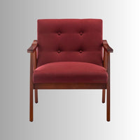 Pearl Wooden Upholstered Arm Chair (Red)