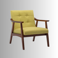 Pearl Wooden Upholstered Arm Chair (Yellow)