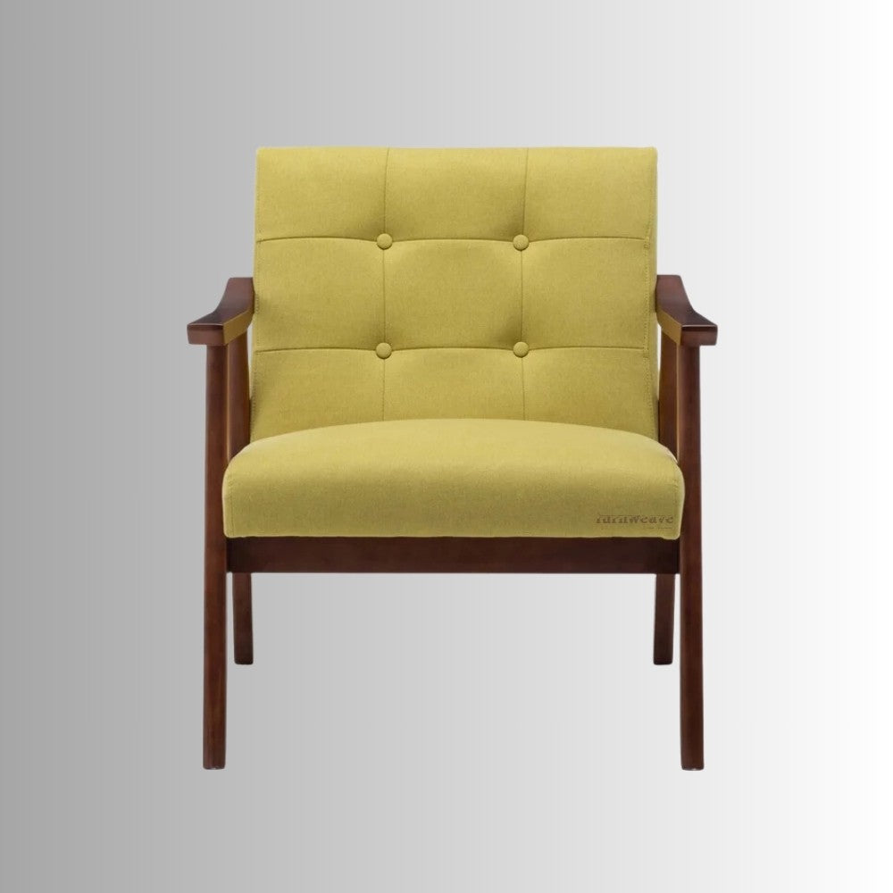 Pearl Wooden Upholstered Arm Chair (Yellow)