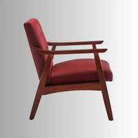 Pearl Wooden Upholstered Arm Chair Set of Two (Red)