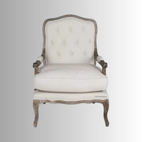 Quri Wooden Carved Arm Chair One Seater Sofa (Off White)