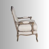 Quri Wooden Carved Arm Chair One Seater Sofa (Off White)