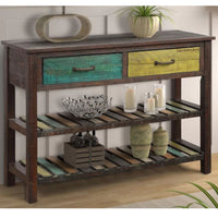 Nea Wooden Console Side Table (Walnut Antique)