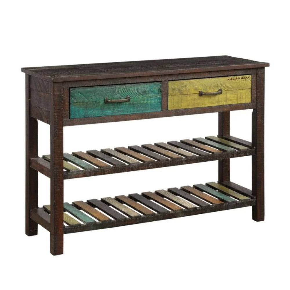 Nea Wooden Console Side Table (Walnut Antique)