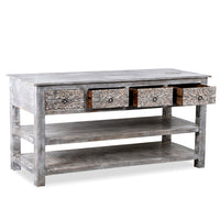 Prito Wooden Carved Foyer Table (Grey Distress)