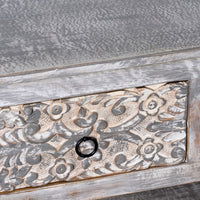 Prito Wooden Carved Foyer Table (Grey Distress)