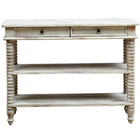 Amek Wooden Console Table (White Distress)