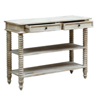 Amek Wooden Console Table (White Distress)