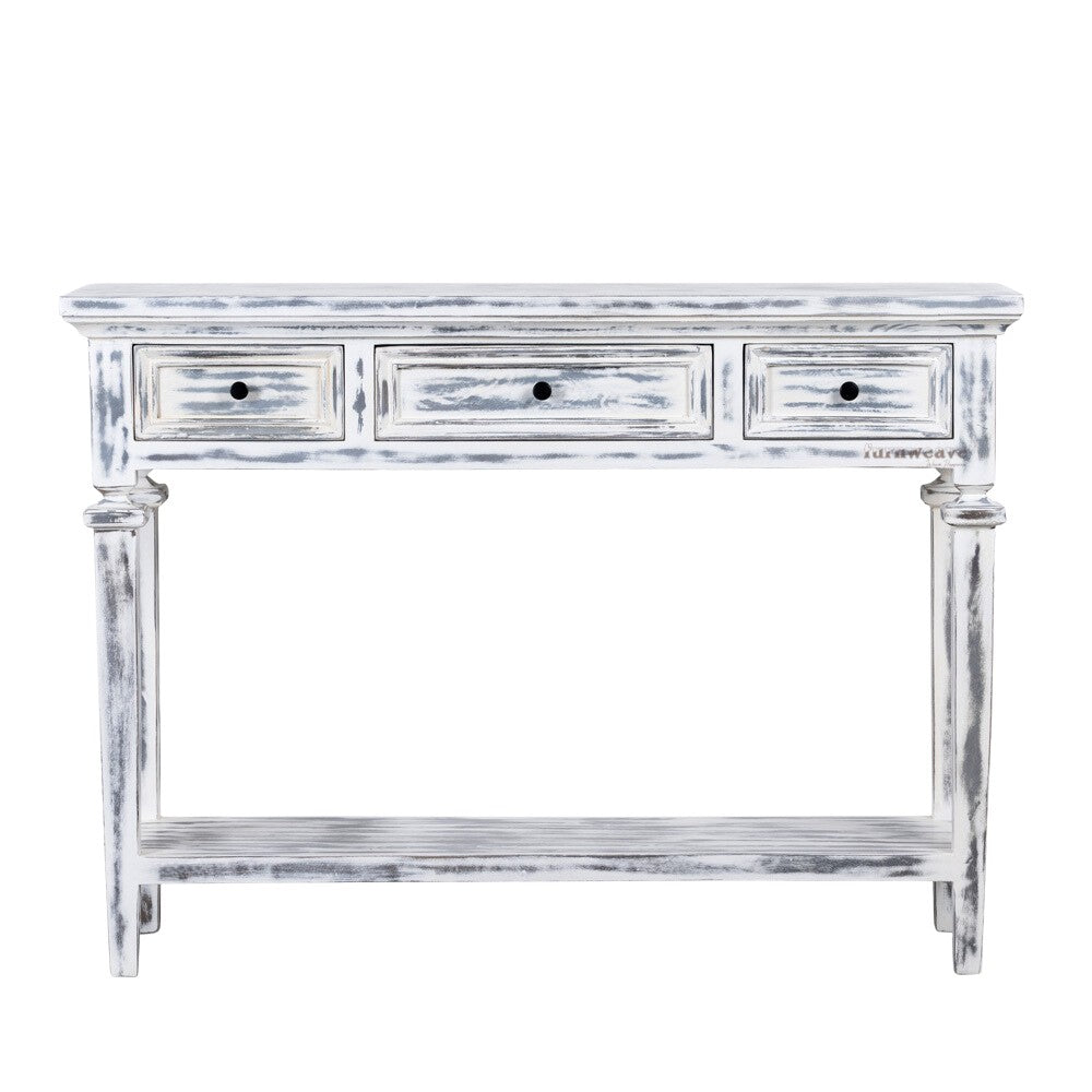 Heaven Wooden Console Foyer Table (White Cemented)