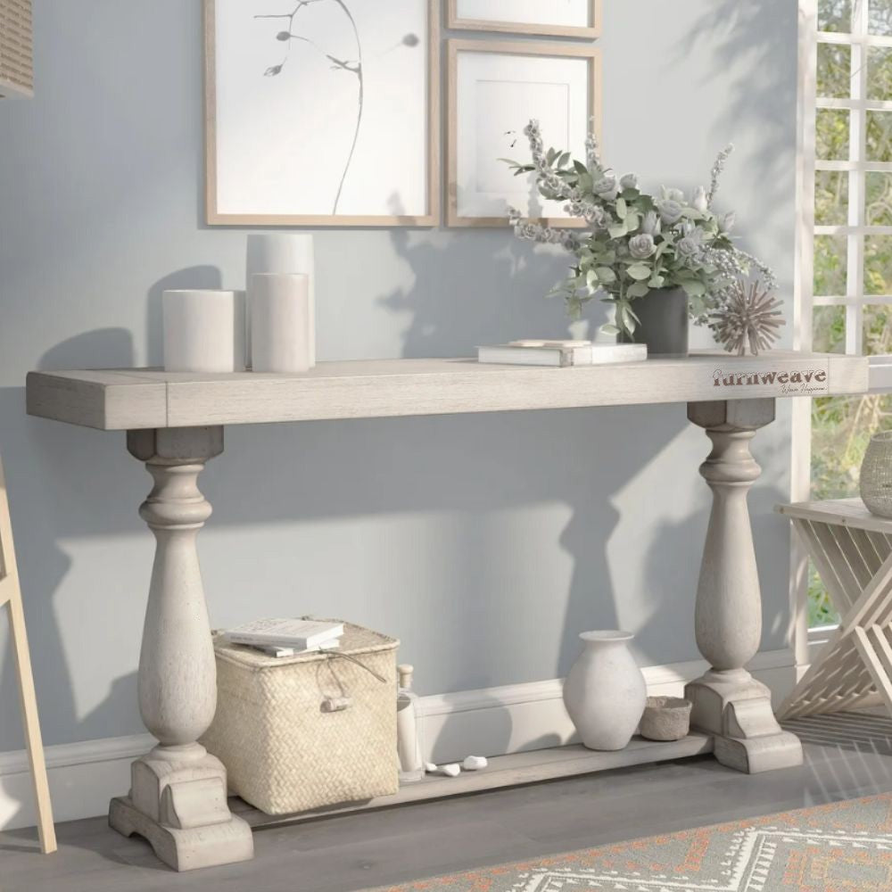 Uvi Wooden Console Foyer Table (Grey Antique)