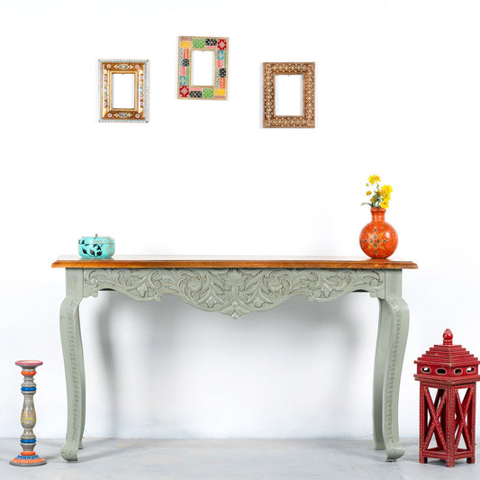 Tevian Wooden Console Foyer Table (Green Distress)