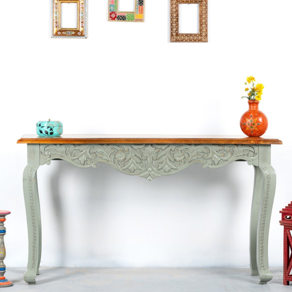 Tevian Wooden Console Foyer Table (Green Distress)