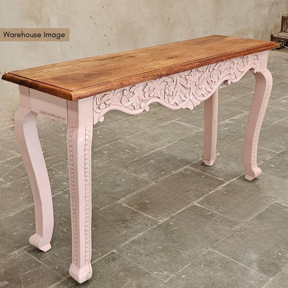 Tevian Wooden Console Foyer Table (Light Pink Distress)