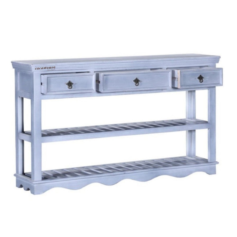 Sendh Wooden Console Table with Drawers (Light Grey)