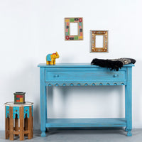 Krien Wooden Console Entryway Table (Blue Distress)