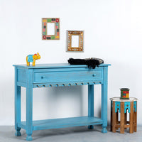 Krien Wooden Console Entryway Table (Blue Distress)