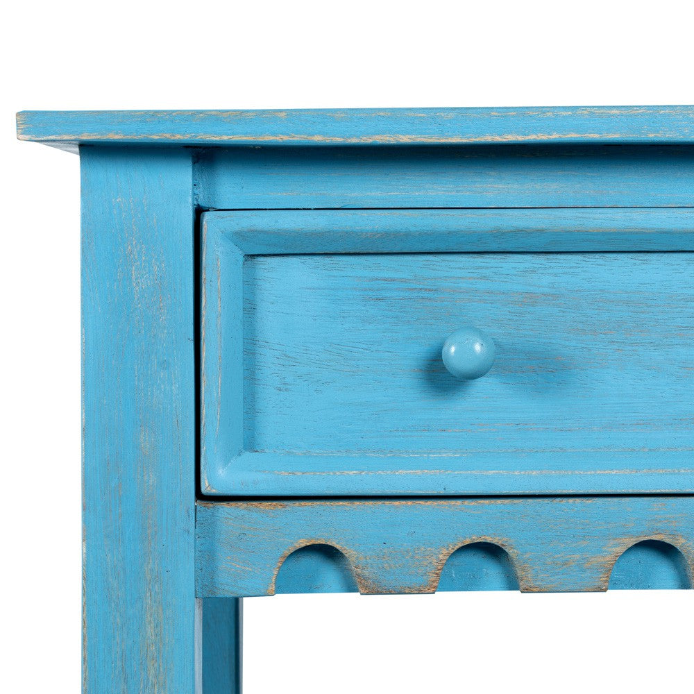 Krien Wooden Console Entryway Table (Blue Distress)