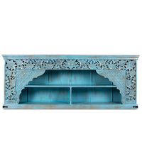 Mehrana Wooden Carved Entryway Console (Blue Distress)