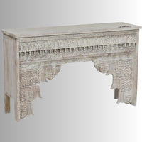 Otter Wooden Carved Entryway Console Table (Antique White)